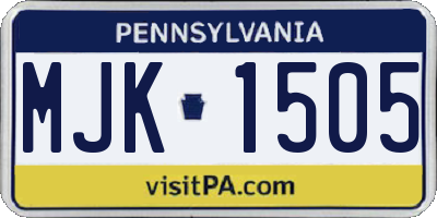 PA license plate MJK1505