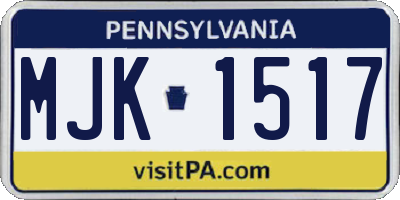 PA license plate MJK1517