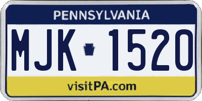 PA license plate MJK1520