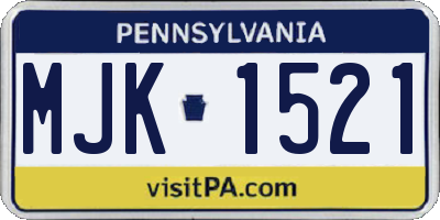 PA license plate MJK1521