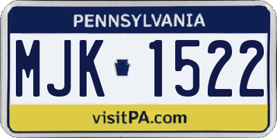 PA license plate MJK1522