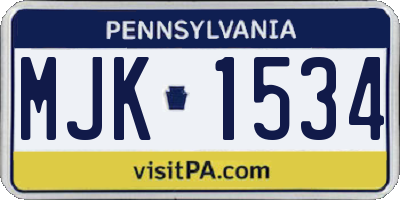 PA license plate MJK1534