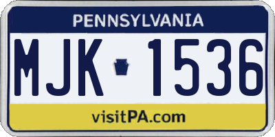 PA license plate MJK1536