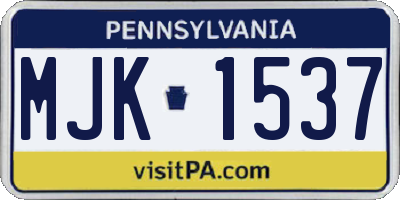 PA license plate MJK1537