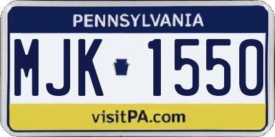 PA license plate MJK1550