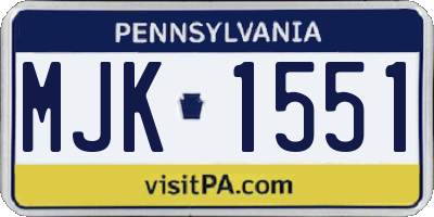 PA license plate MJK1551
