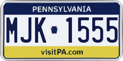 PA license plate MJK1555