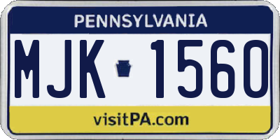 PA license plate MJK1560