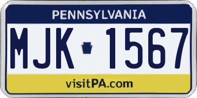 PA license plate MJK1567