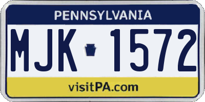 PA license plate MJK1572