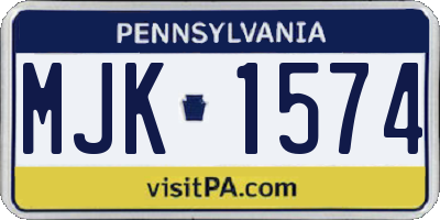 PA license plate MJK1574