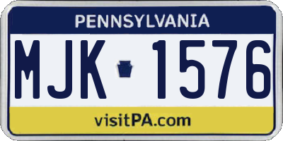 PA license plate MJK1576