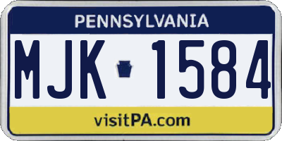 PA license plate MJK1584
