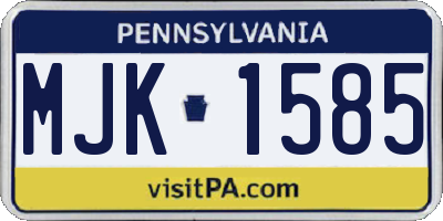 PA license plate MJK1585