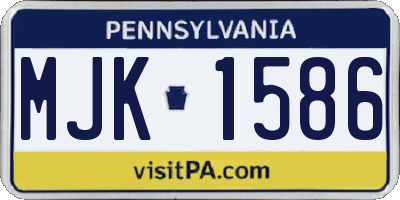 PA license plate MJK1586