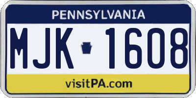 PA license plate MJK1608