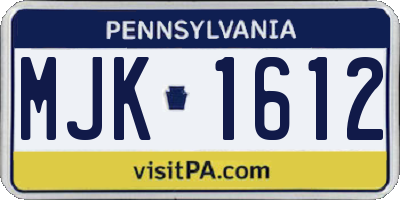 PA license plate MJK1612