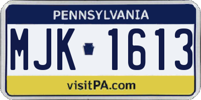 PA license plate MJK1613