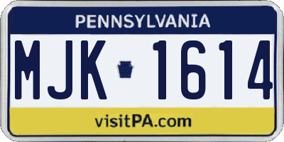 PA license plate MJK1614