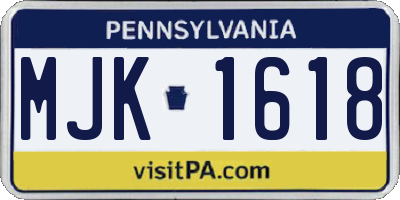 PA license plate MJK1618