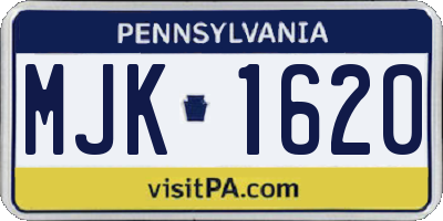 PA license plate MJK1620
