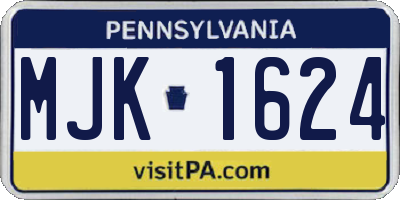 PA license plate MJK1624