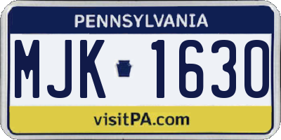 PA license plate MJK1630