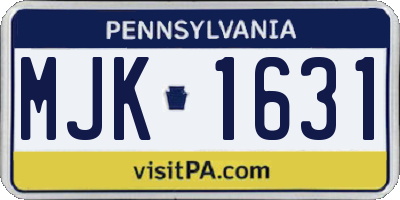 PA license plate MJK1631
