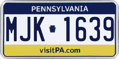 PA license plate MJK1639