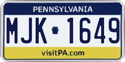 PA license plate MJK1649