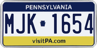 PA license plate MJK1654