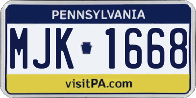 PA license plate MJK1668