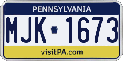 PA license plate MJK1673