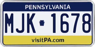 PA license plate MJK1678
