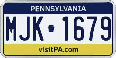 PA license plate MJK1679