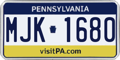 PA license plate MJK1680
