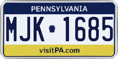 PA license plate MJK1685