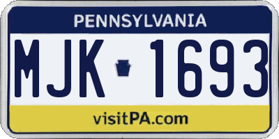 PA license plate MJK1693