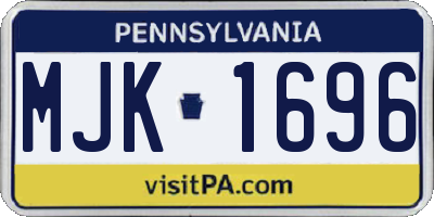 PA license plate MJK1696