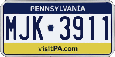 PA license plate MJK3911