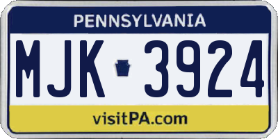 PA license plate MJK3924