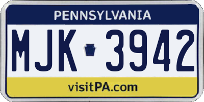 PA license plate MJK3942