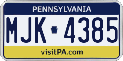 PA license plate MJK4385