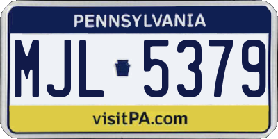 PA license plate MJL5379