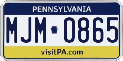 PA license plate MJM0865