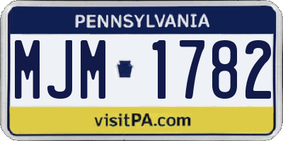 PA license plate MJM1782
