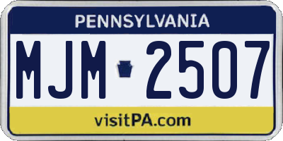 PA license plate MJM2507