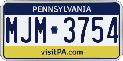 PA license plate MJM3754