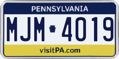 PA license plate MJM4019