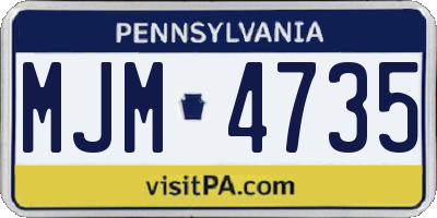 PA license plate MJM4735